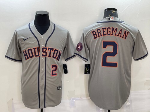 Men's Houston Astros #2 Alex Bregman White With Patch Cool Base Stitched Jersey